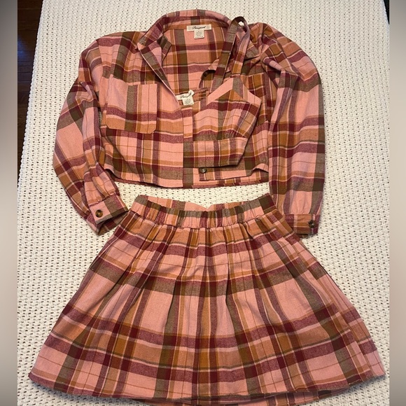 *Worn twice* 3 Piece Set pink plaid mini skirt set Medium - Picture 1 of 5
